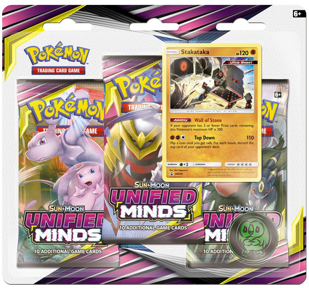 Pokémon Sun & Moon: Unified Minds - 3-Pack Blister (Stakataka)