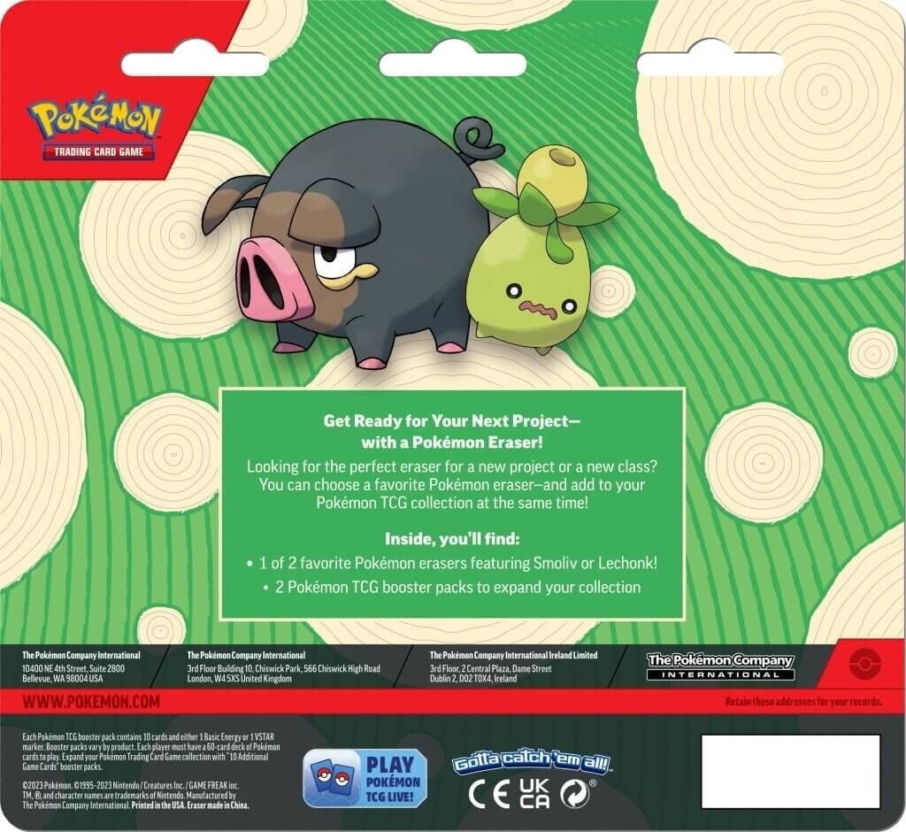 Pokémon Back to School Eraser Blister 2023 (Smoliv) - Image 2
